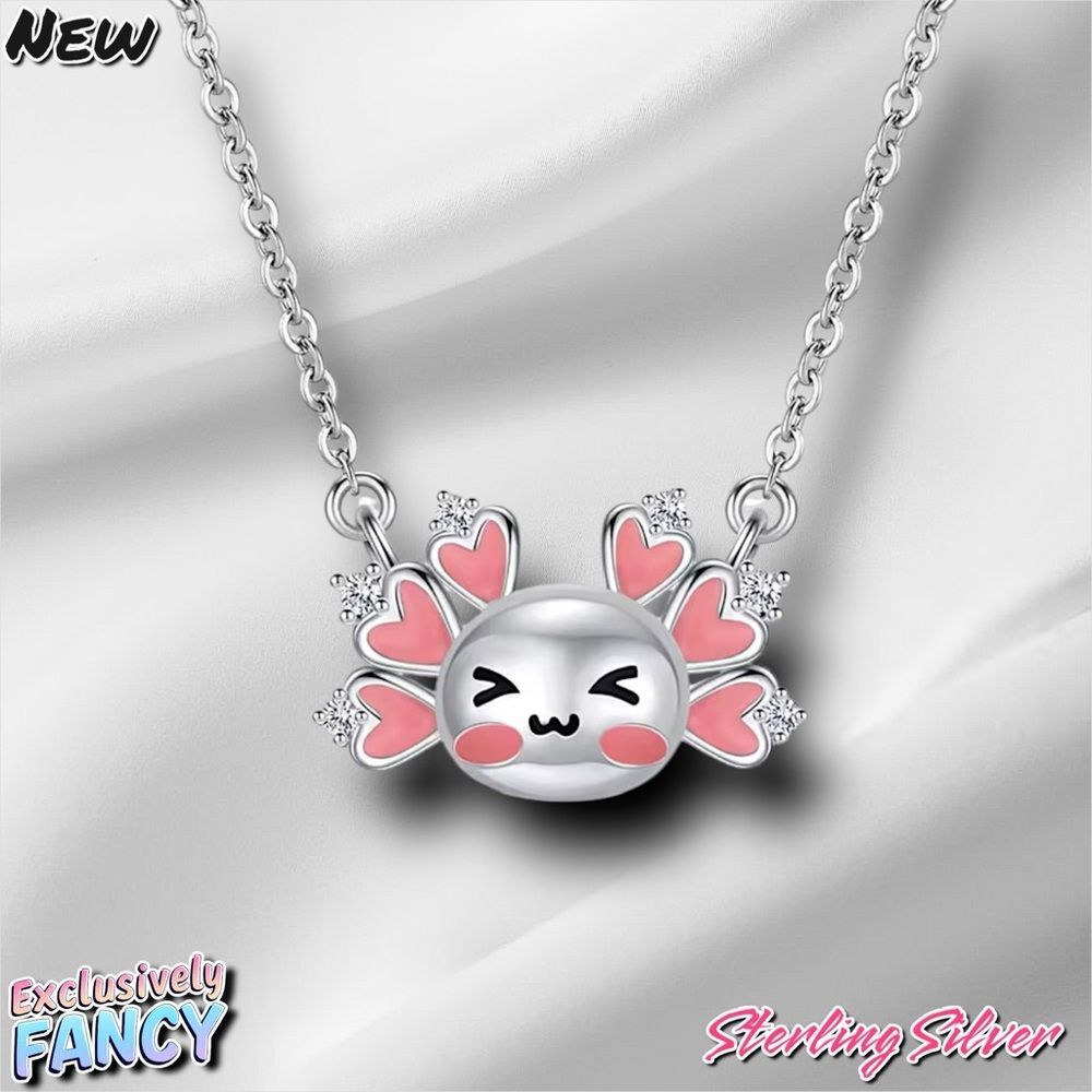 New Exclusively Fancy Sterling Silver Axolotl Necklace – Kawaii Edition